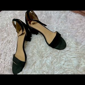 Black mid heel suede sandals. US 10